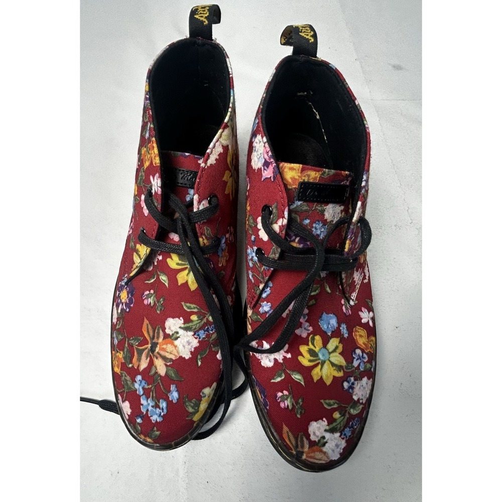 Dr. Martens Women's Air Wair Red Floral Daytona Ankle Chukka Boots Size 8